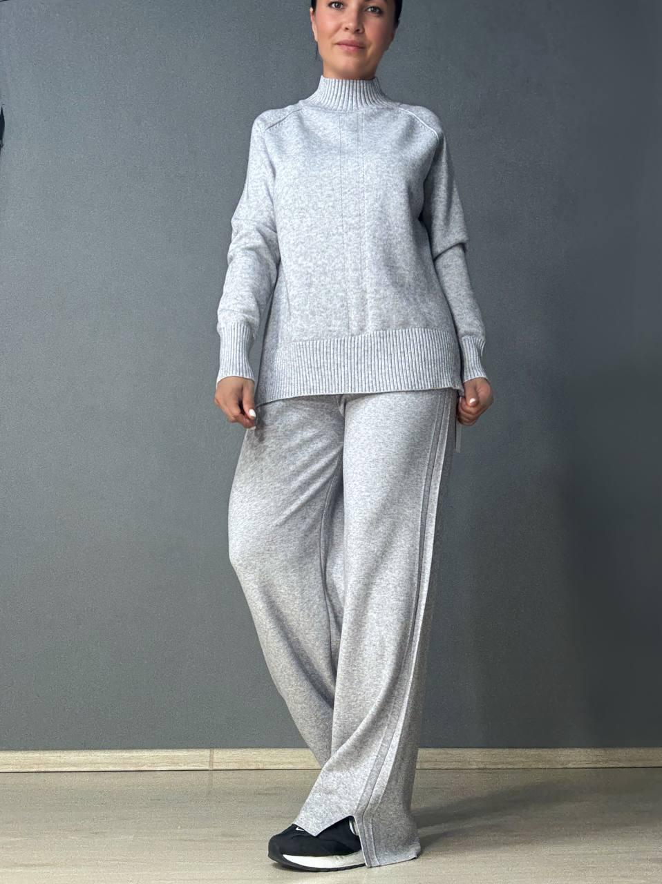 Костюм женский ACCORDDREAM 6841-8636 свитер с брюками палаццо вязаный OS Серый (5178) - фото 5 Костюм женский ACCORDDREAM 6841-8636 свитер с брюками палаццо вязаный OS Серый (5178) - фото 5