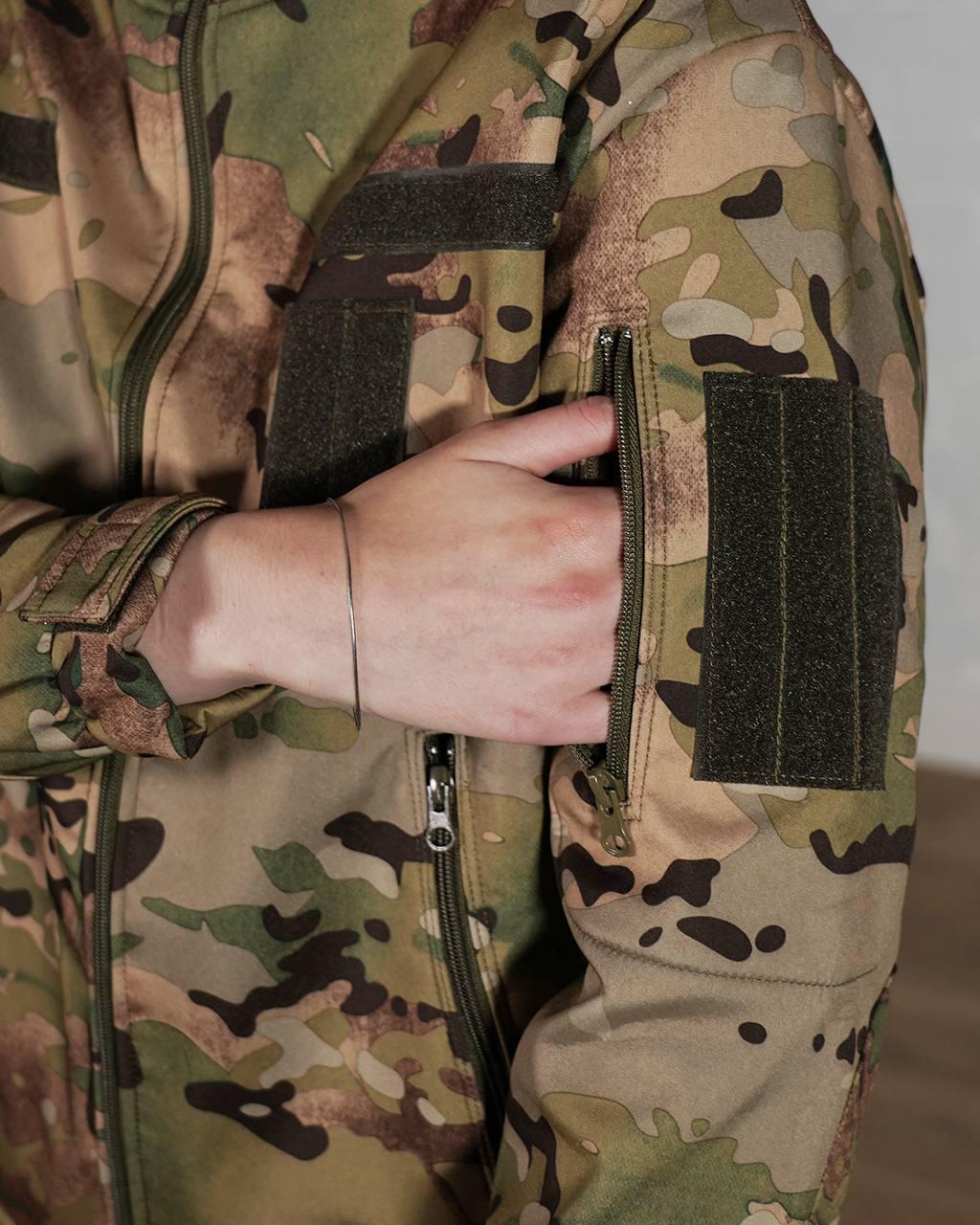 Куртка военная женская SoftShell трехслойная осень/зима S Мультикам (303) - фото 6