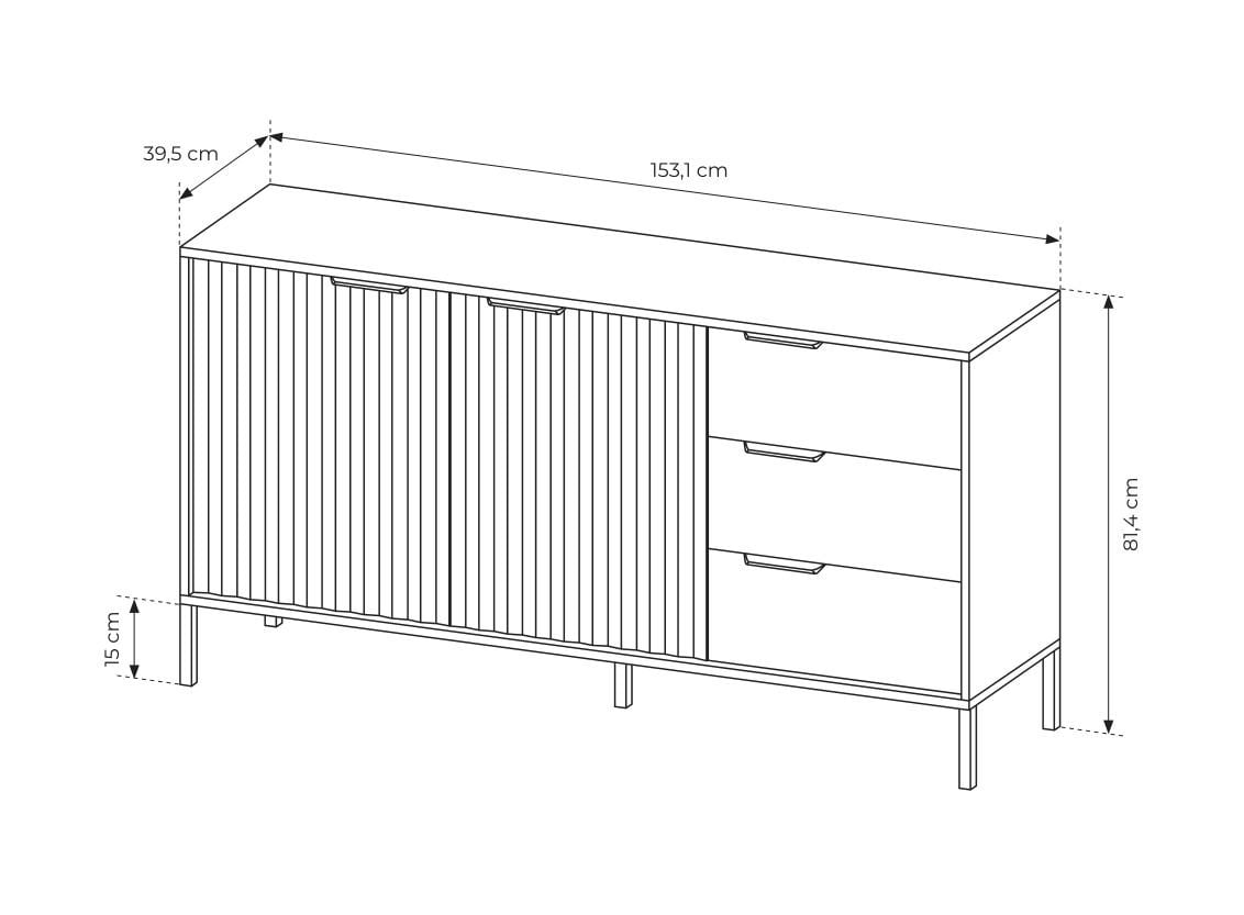 Комод Perfect Home Rave 3D/153 3-дверний Чорний/Дуб артизан (PFH-091091) - фото 5 Комод Perfect Home Rave 3D/153 3-дверний Чорний/Дуб артизан (PFH-091091) - фото 5