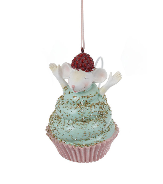 Фигурка новогодняя подвесная BonaDi Мышка в капкейке 3 (838-440)