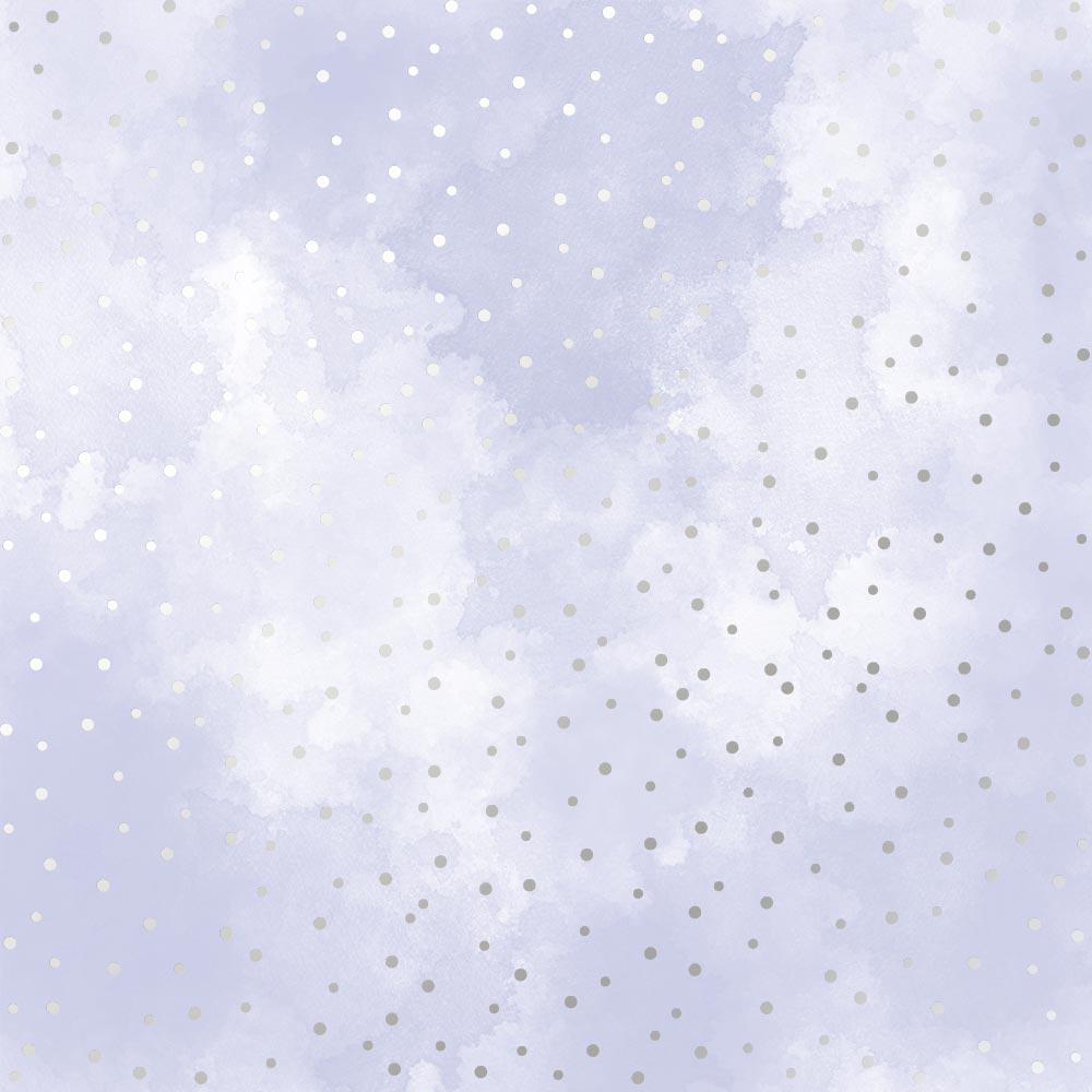 Лист бумаги односторонний Silver Drops с серебряным тиснением 30,5х30,5 см Lilac/Watercolor