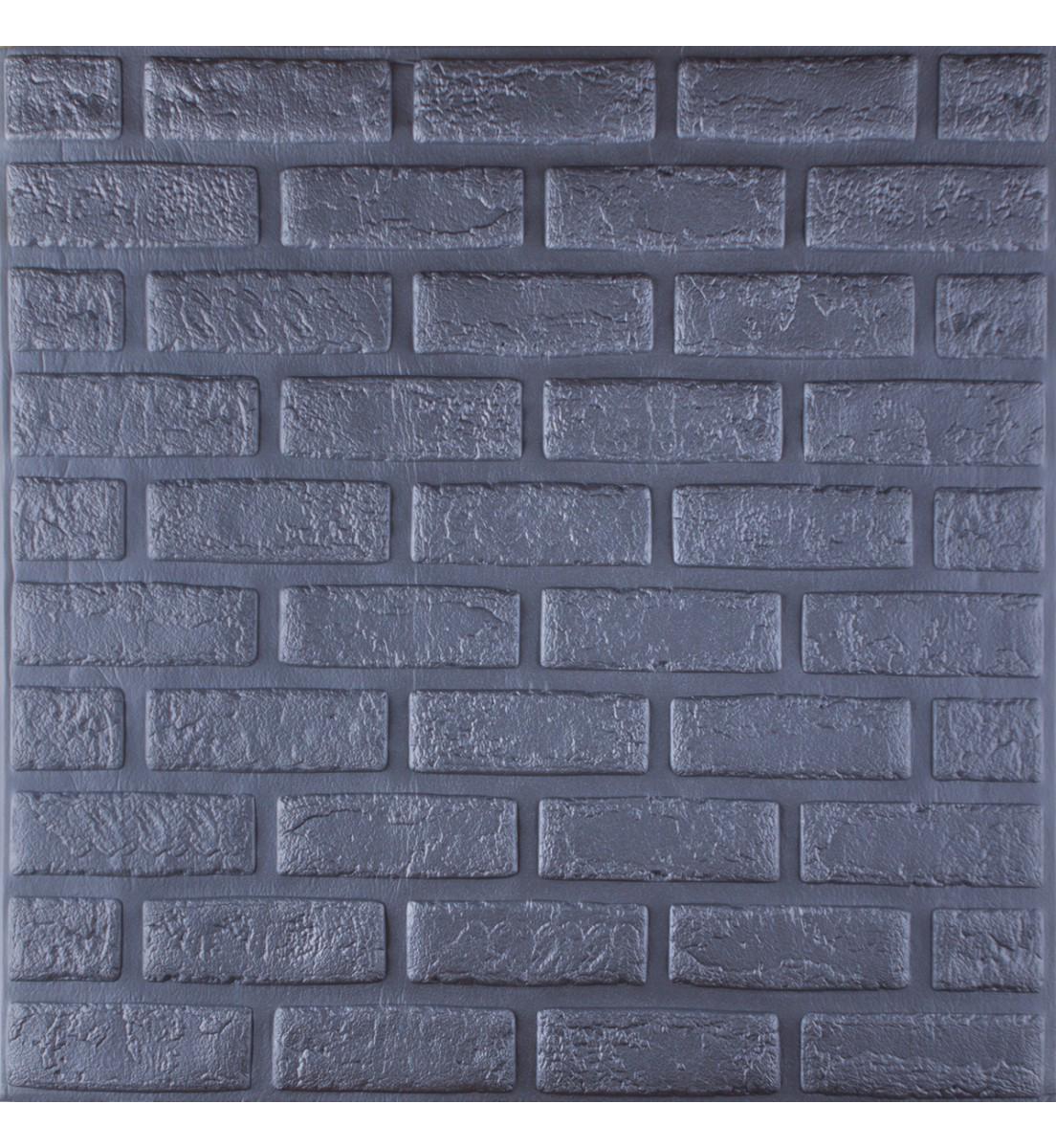 3D-панель Деко под кирпич самоклеющаяся 700x700x5 мм Серебристый (3603-5) - фото 1