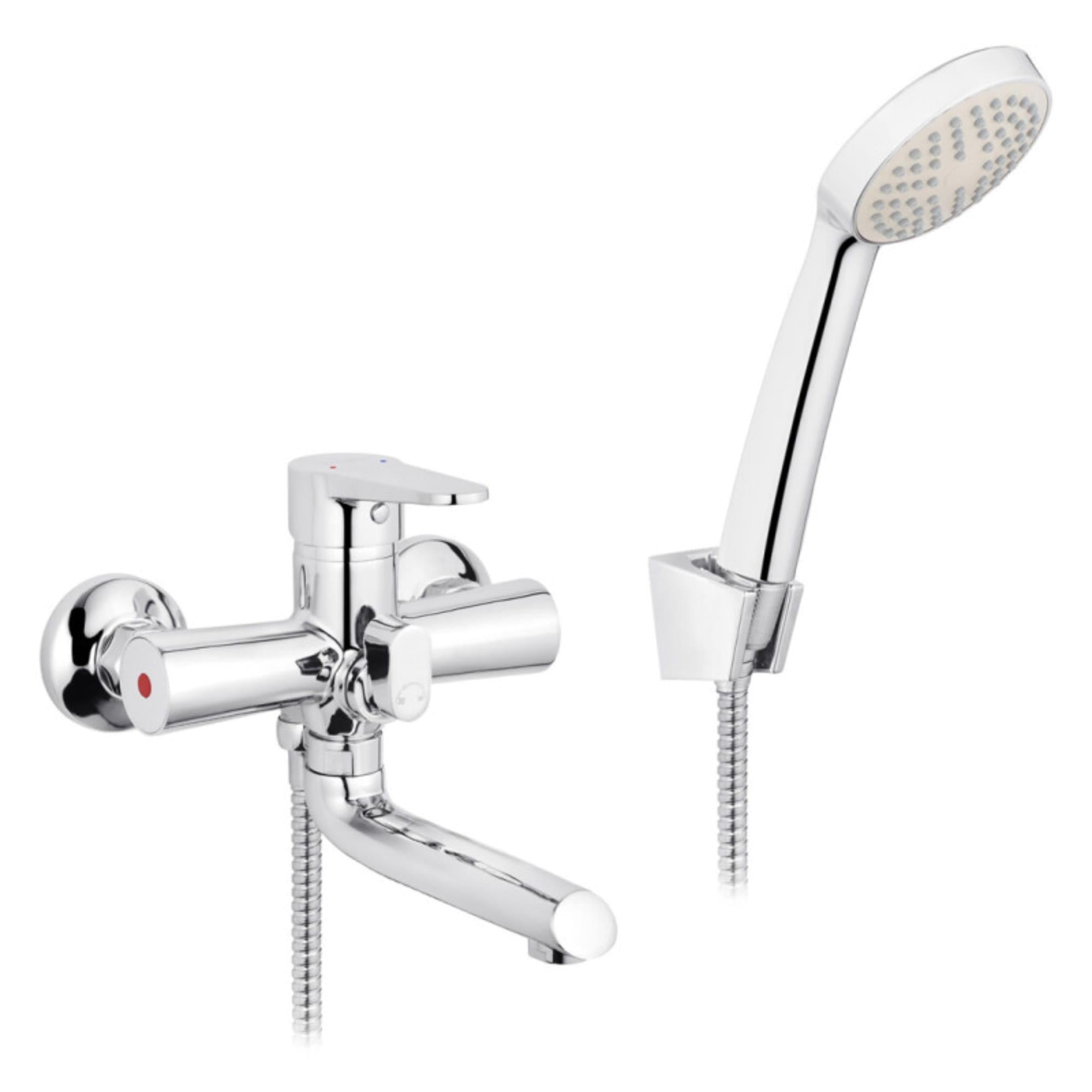 Смеситель для ванны Kroner KRM Elbe C060 однорычажный с ручной лейкой Хром (CV014920)