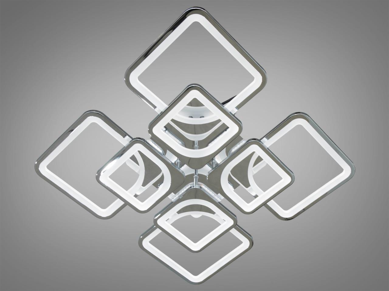 Люстра LED 8060-4+4HRDIM-LS в спальню с димером 110W на 15 м2 Хром (2196692680)