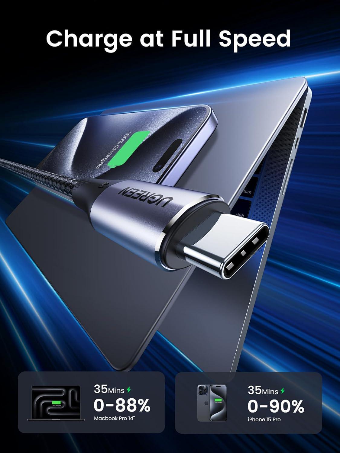 Кабель USB-C Ugreen 240W 3.1 1 м Чорний (80150) - фото 4 Кабель USB-C Ugreen 240W 3.1 1 м Чорний (80150) - фото 4