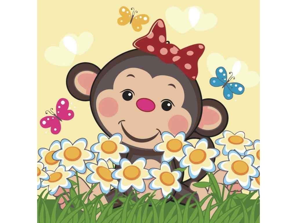 Картина по номерам Strateg Обезьянка 30х30 см (ES082)