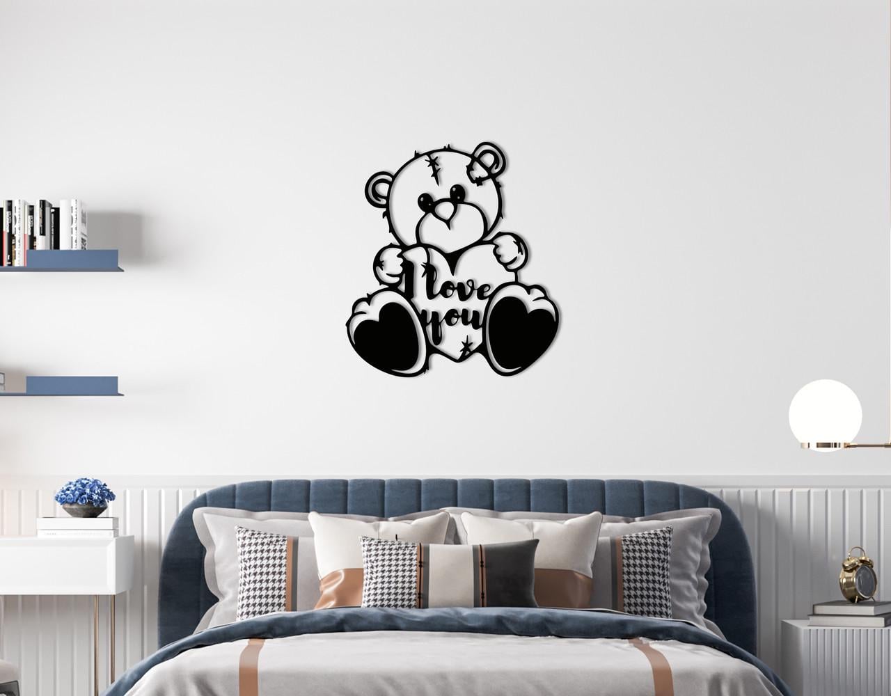 Панно на стену из дерева декоративное Upwood Decor Teddy Bear 55x50 см Black (1571590732)
