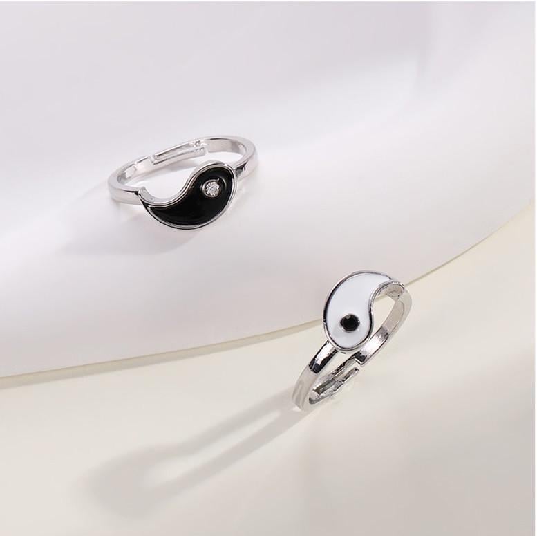 Кольца парные Инь Ян для влюбленных регулируемые (A_10392)
