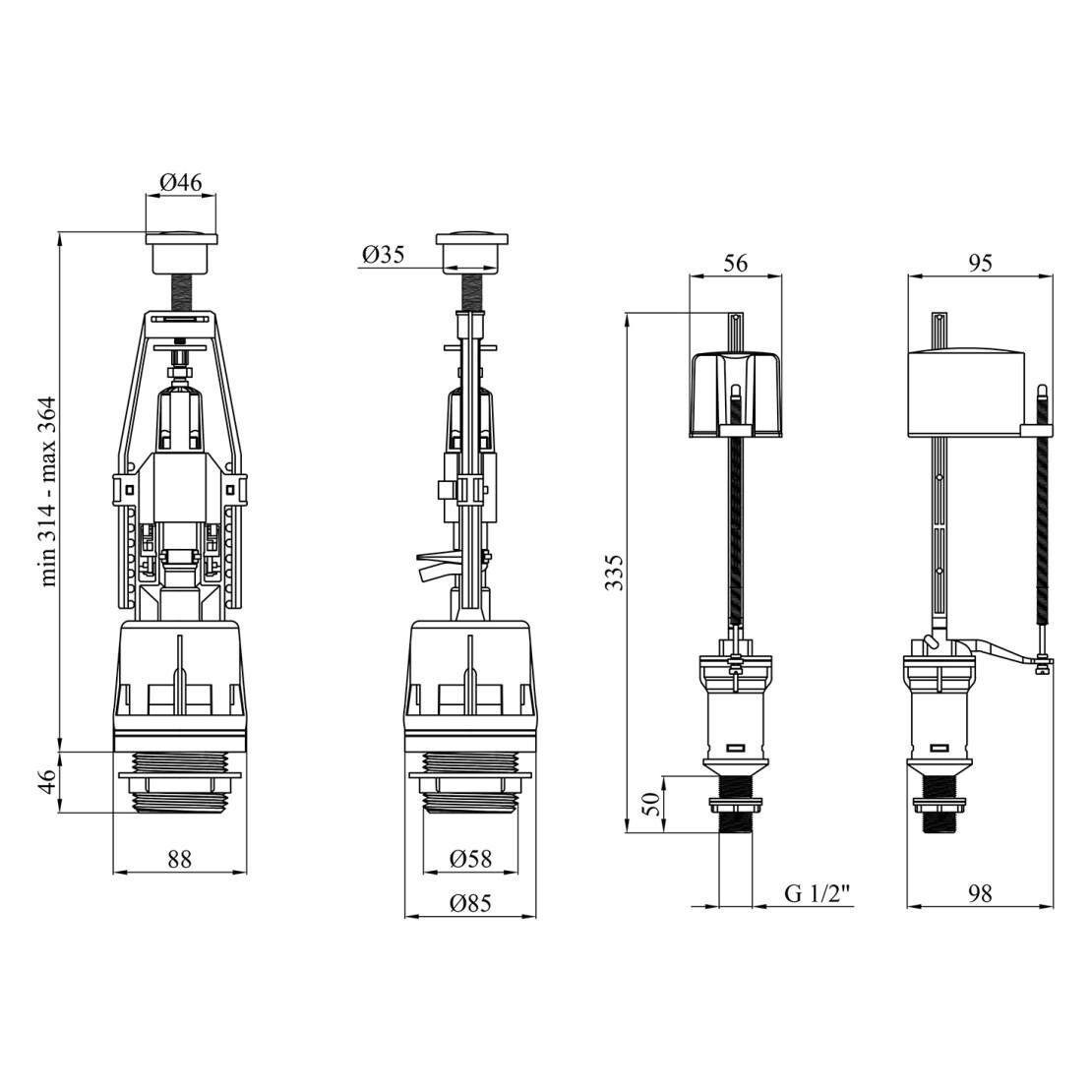 Комплект для бачка унитаза Agua KIT41 с нижним подводом 1/2" (CV033440) - фото 2 Комплект для бачка унитаза Agua KIT41 с нижним подводом 1/2" (CV033440) - фото 2