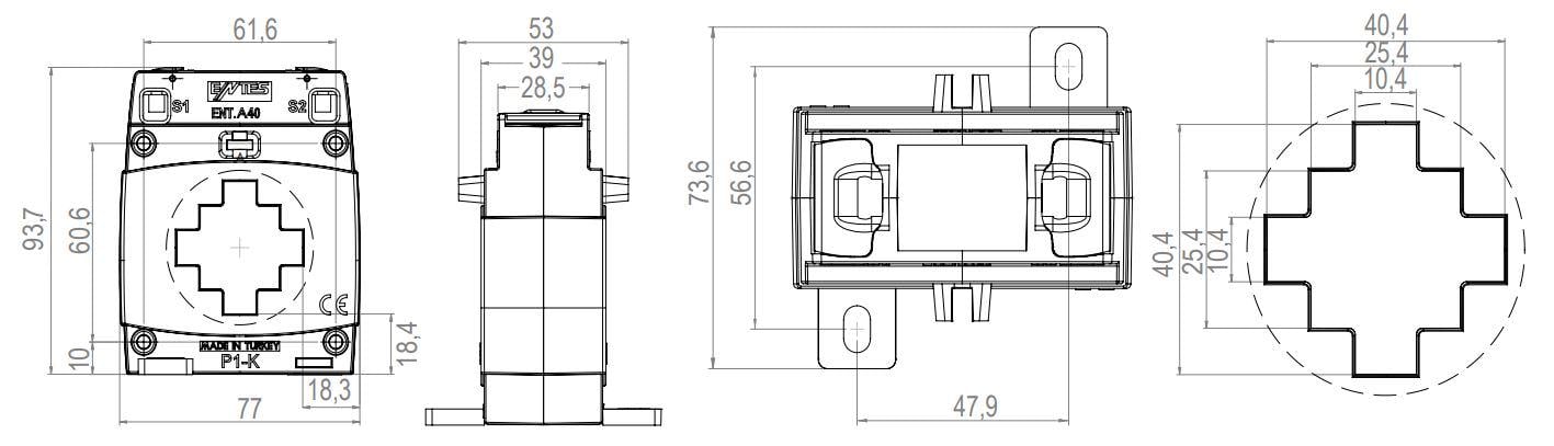 Трансформатор струму ENTES ENT.A40MN 600/5 A40MN 600/5А (12269933) - фото 2