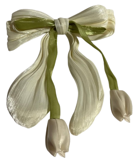 Шпилька автомат Бант з квітами тюльпани 13 см (1542)