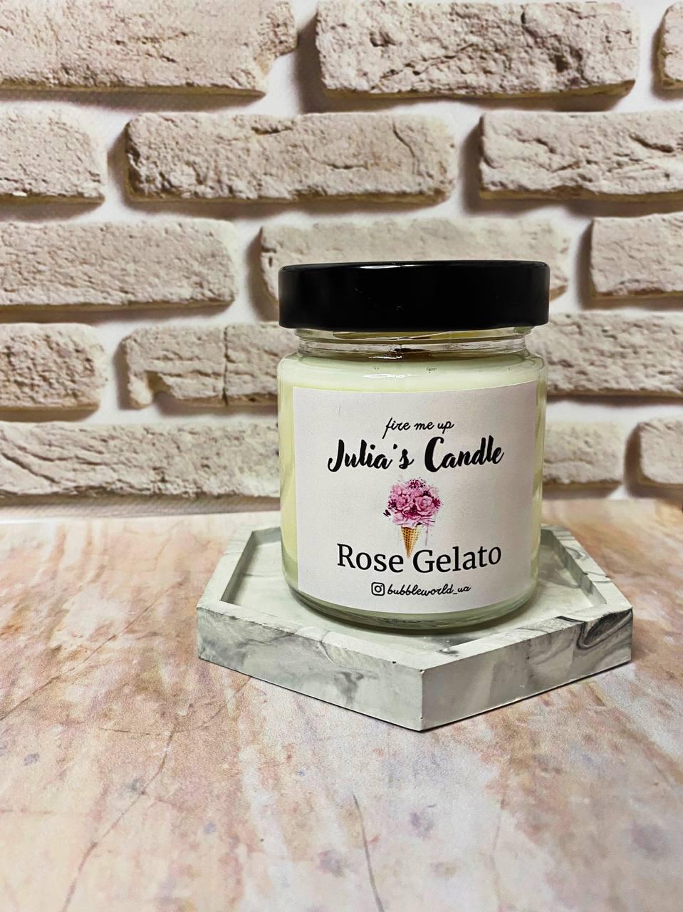 Ароматична свічка Julia's Candle соєва  з дерев'яним гнітом Rose Gelato 200 мл (1100-2206) - фото 3