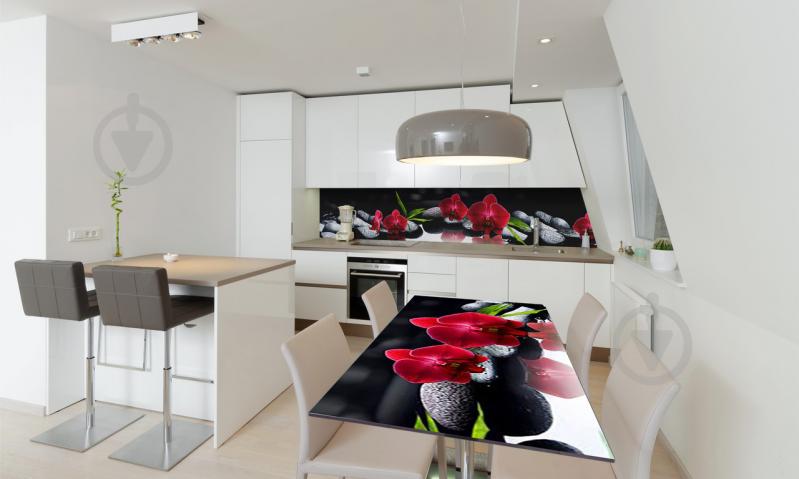 Наклейка виниловая на стол Zatarga «Алая орхидея Черные камни» 650х1200 мм Z180368/1st