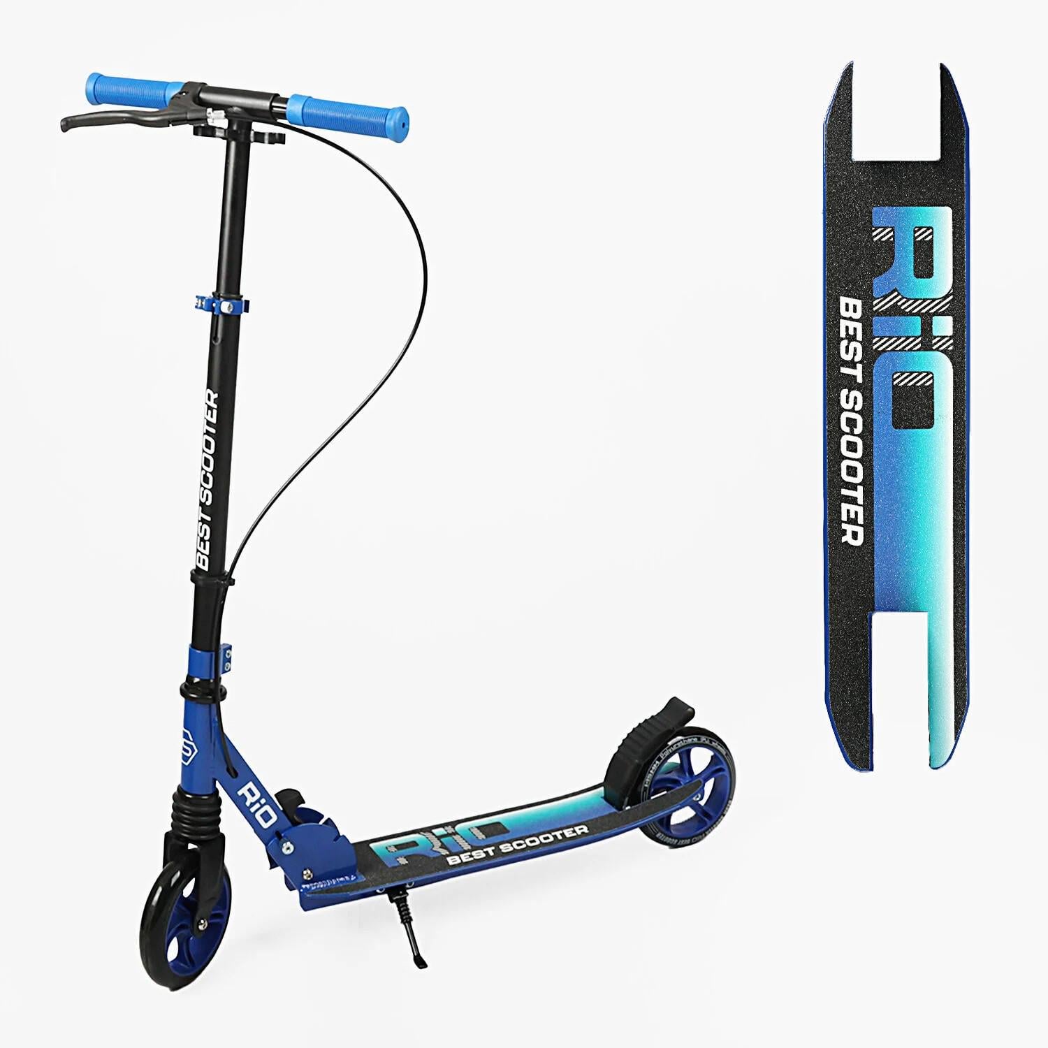 Самокат двухколесный Best Scooter передний амортизатор/ручной тормоз Синий (R-31420)