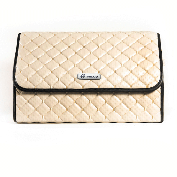 Сумка-органайзер с лого Volvo в багажник CarsBAG Экокожа 30x50x30 см Бежевый (acb-1036-6-30х50х30-12)