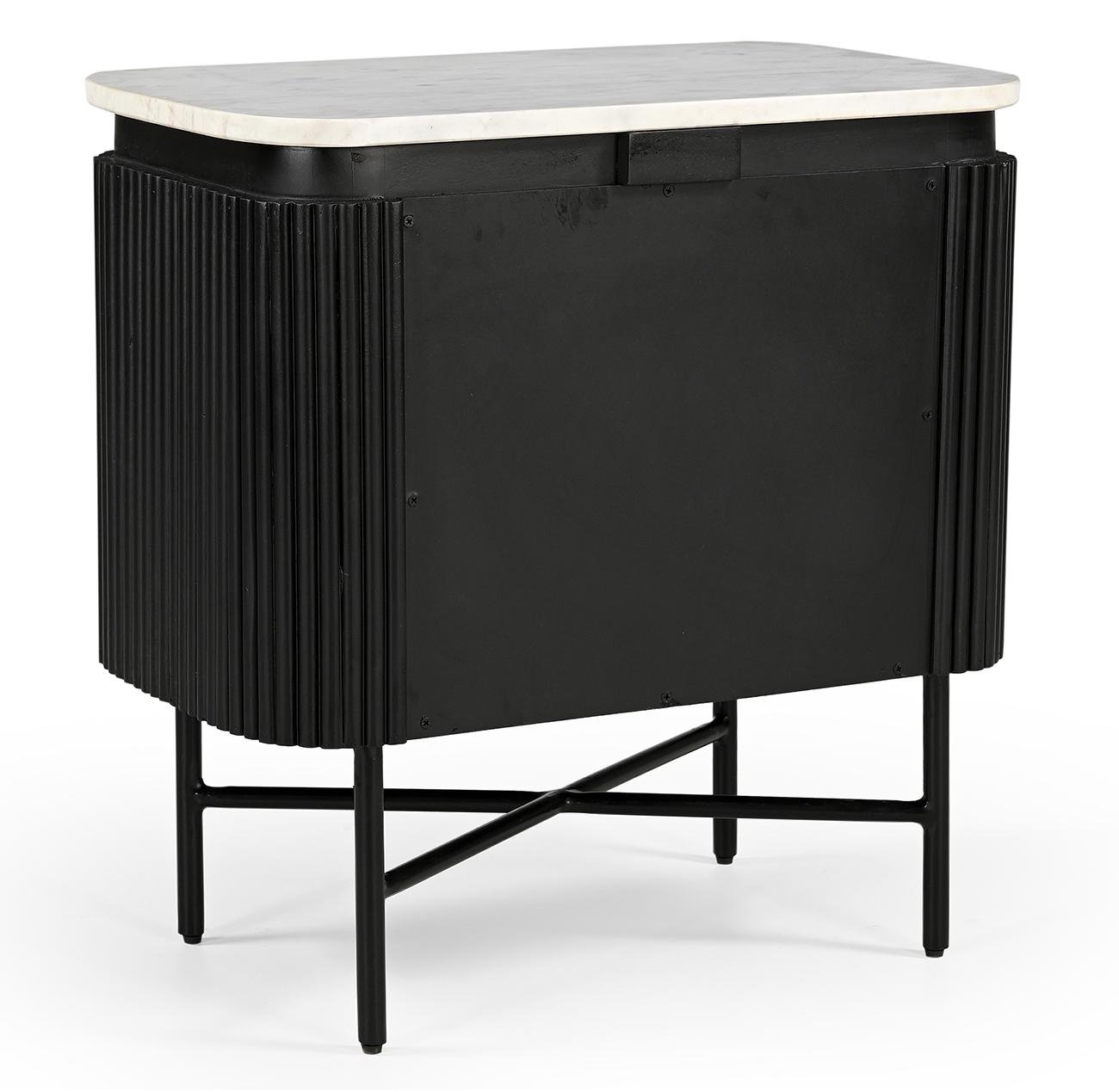 Тумбочка прикроватная Isabella Lilac ice top and black wooden base 2 ящика 60 см - фото 2