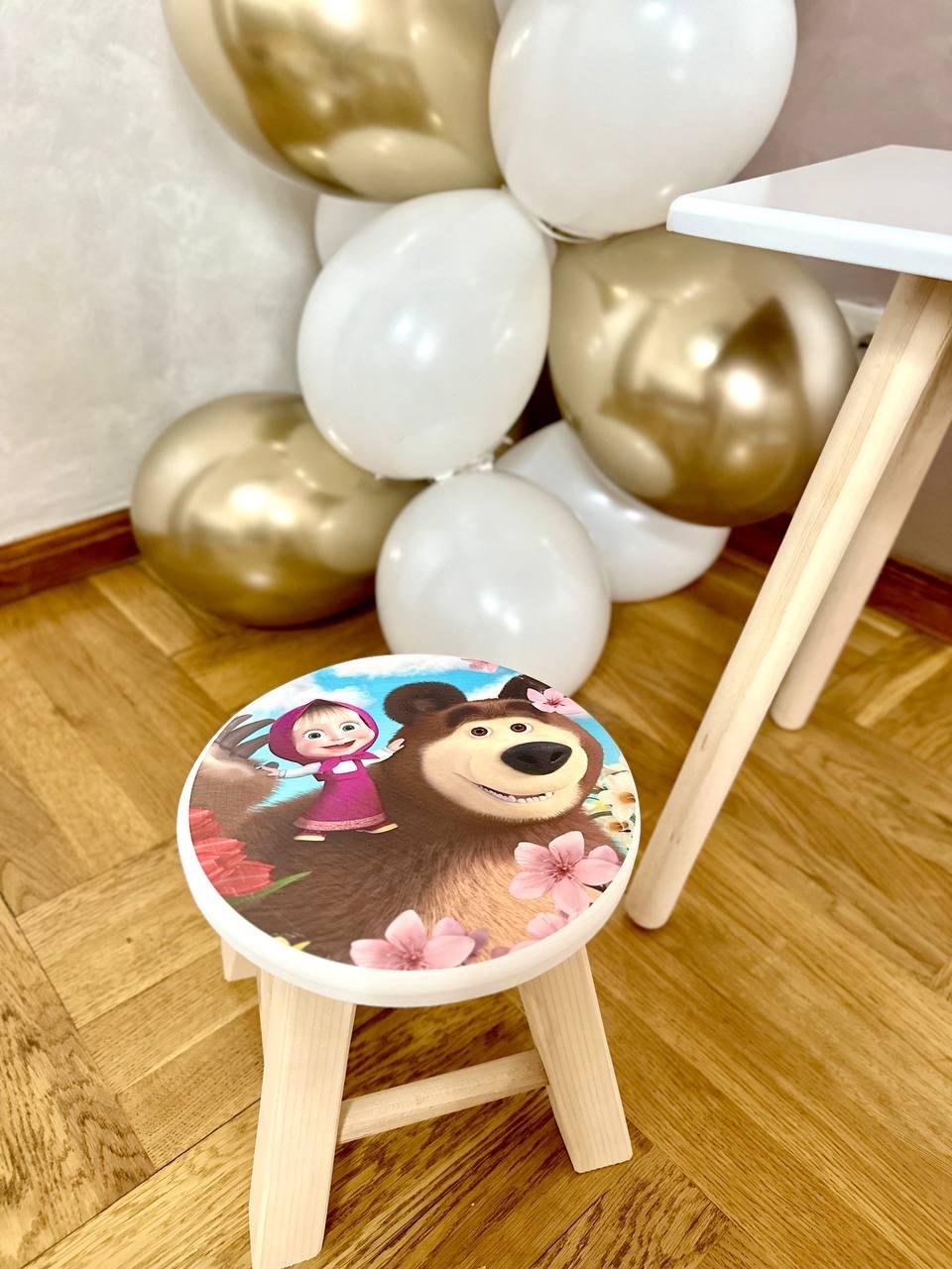 Детский стул деревянный ручной работы "Маша и Медведь" 25x25x24 см (2482468564) - фото 2