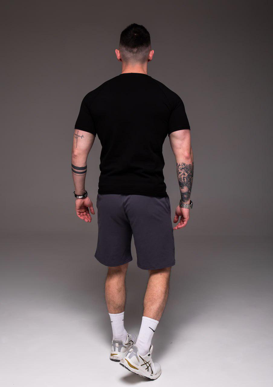 Прогулочный костюм мужской летний футболка/шорты XL Черный/Графитовый (2382/2/4) - фото 4