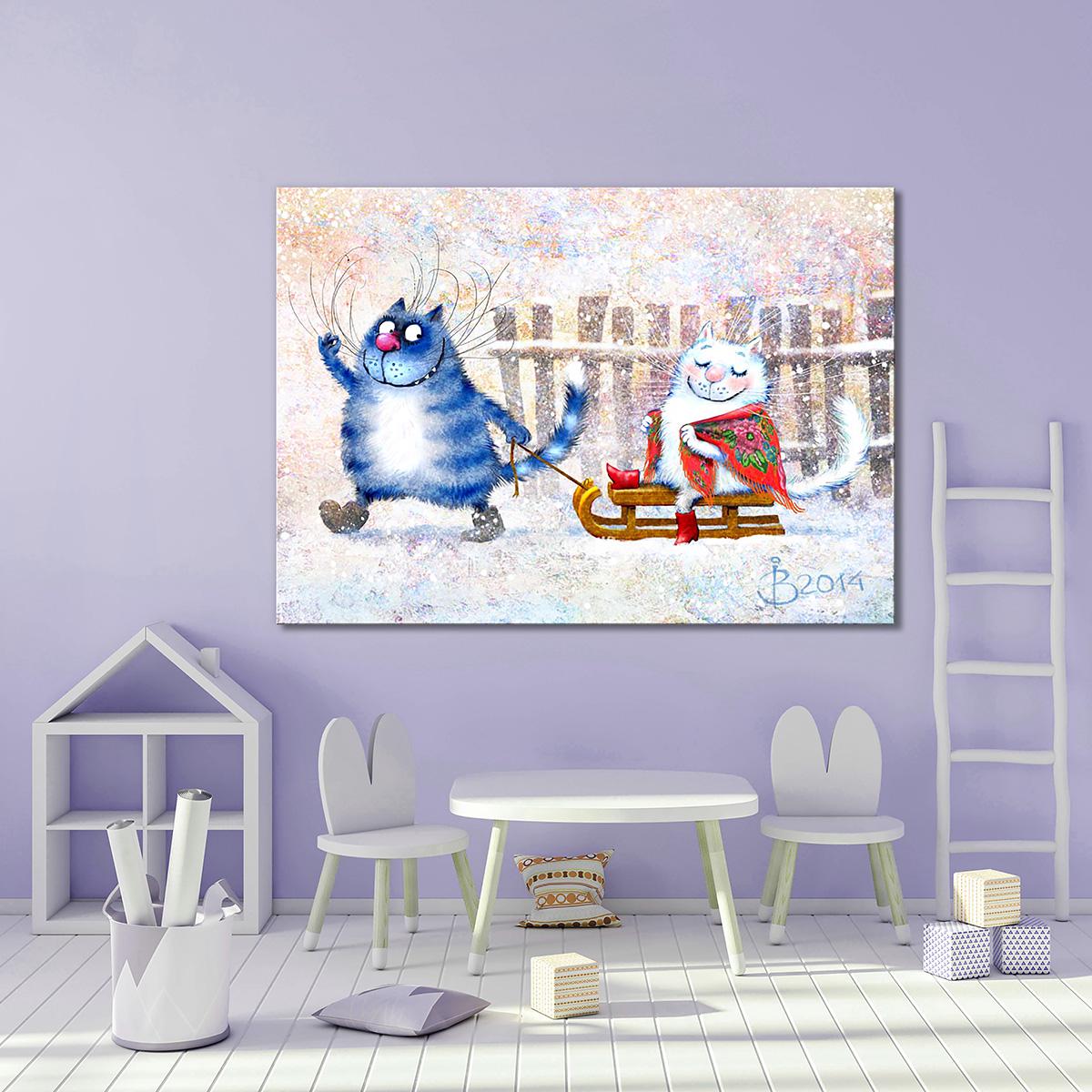 Модульная картина Прогулка на санках 1 модуль 30х45 см