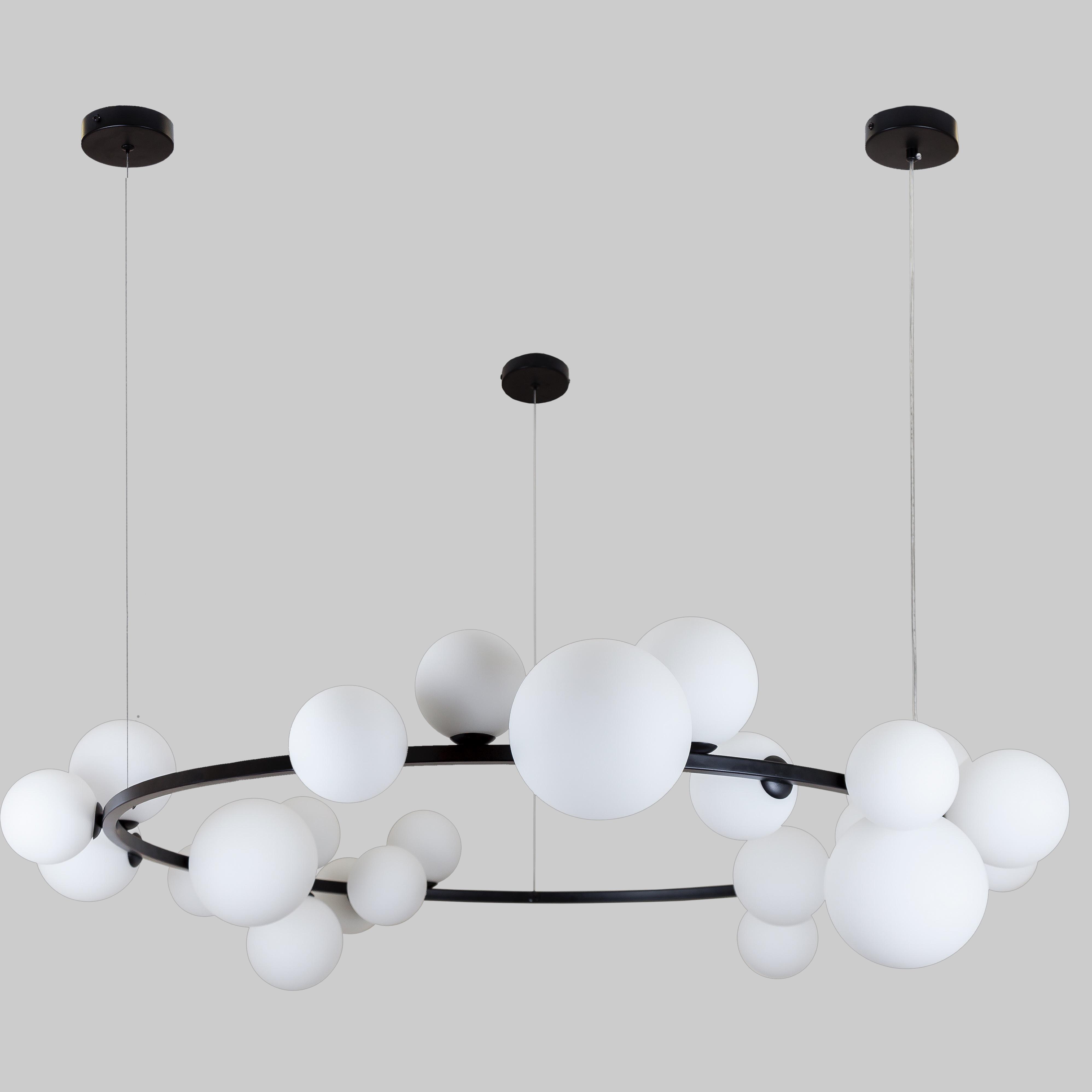 Люстра круглая с шаров на 24 лампы Bubbles 120 см Черный (918-LP267-24 ВК+WH)