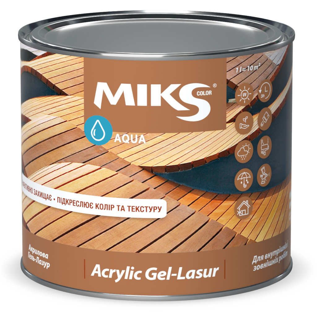Лазурь-гель для древесины MIKS Color 2,5 л Белый (2493674182)