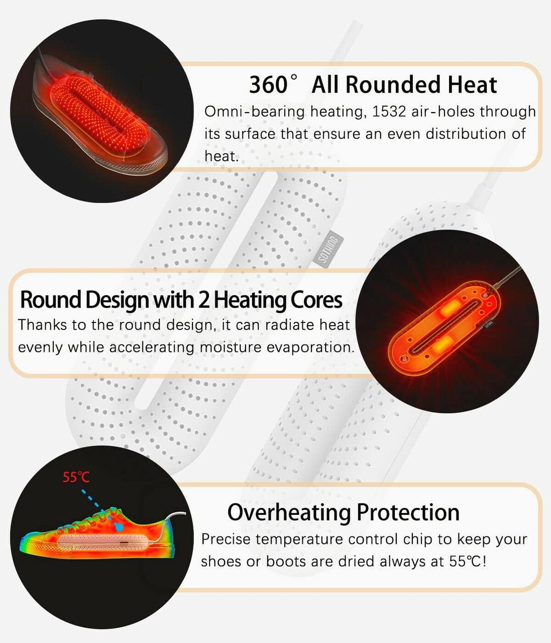 Сушилка для обуви Sothing Zero Shoes Dryer без таймера и с переходником Белый (0008091) - фото 3 Сушилка для обуви Sothing Zero Shoes Dryer без таймера и с переходником Белый (0008091) - фото 3