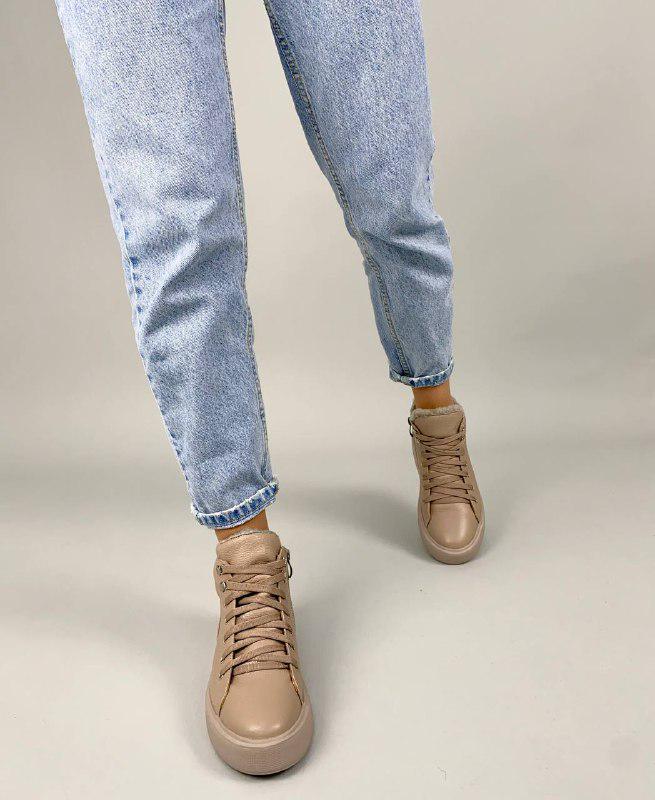 Кеды женские кожаные зимние р. 37 Бежевый (7706-1з/37) - фото 2 Кеды женские кожаные зимние р. 37 Бежевый (7706-1з/37) - фото 2