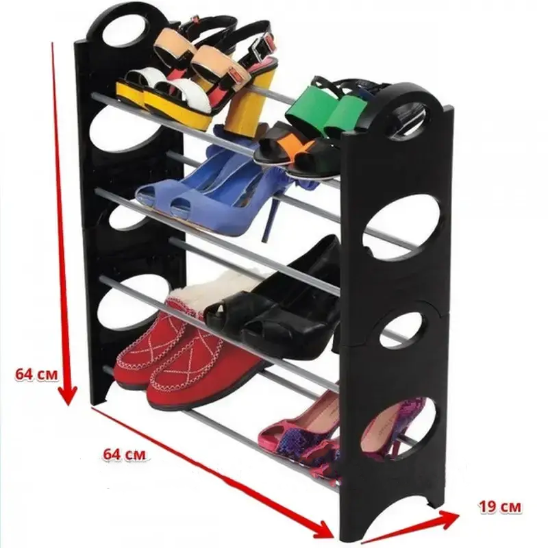 Полиця для взуття Shoe rack 8088 12 пар 60х60х30 см Чорний - фото 3