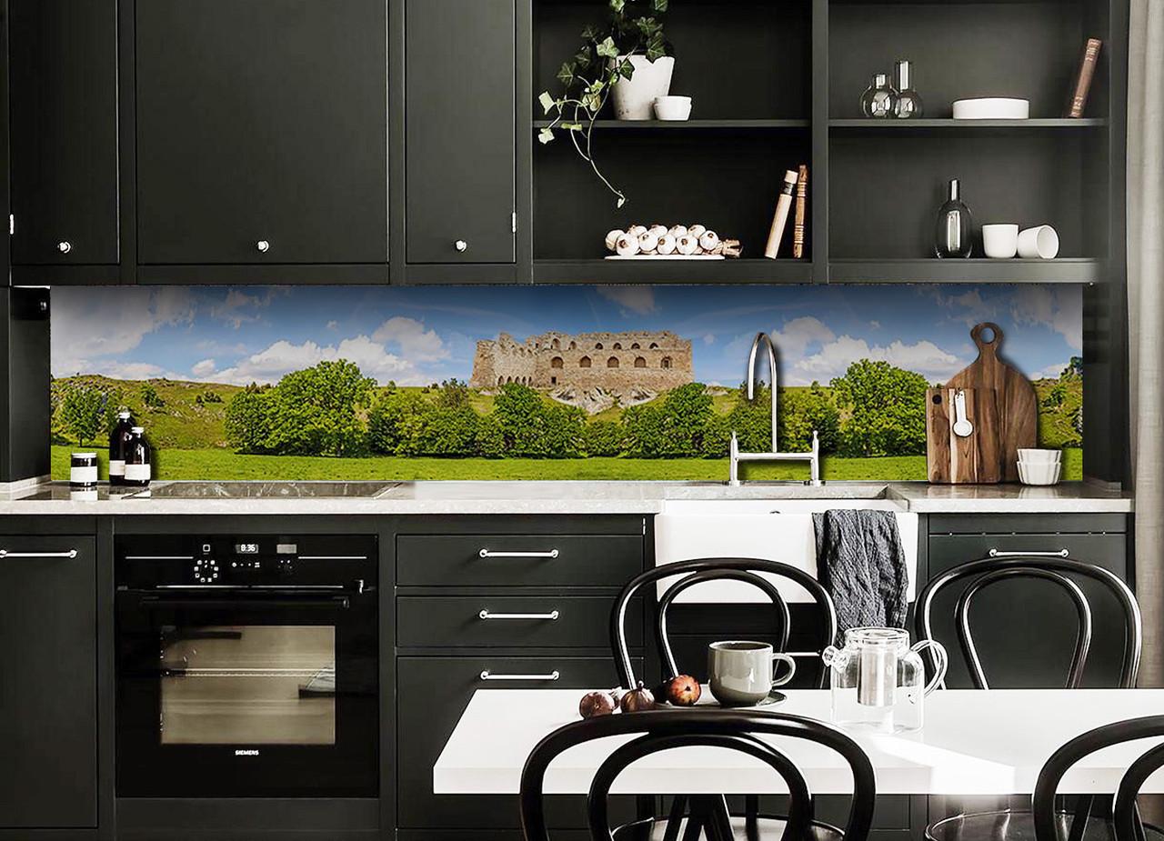 Кухонный фартук Замок на холме/трава из самоклеющейся виниловой пленки 65х250 см Зеленый Кухонный фартук Замок на холме/трава из самоклеющейся виниловой пленки 65х250 см Зеленый