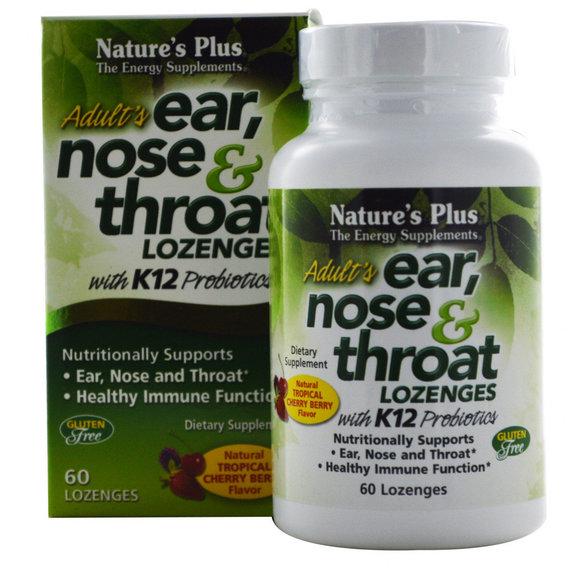 Протизастудний засіб Nature's Plus Ear Nose & Throat 60 Lozenges Tropical cherry