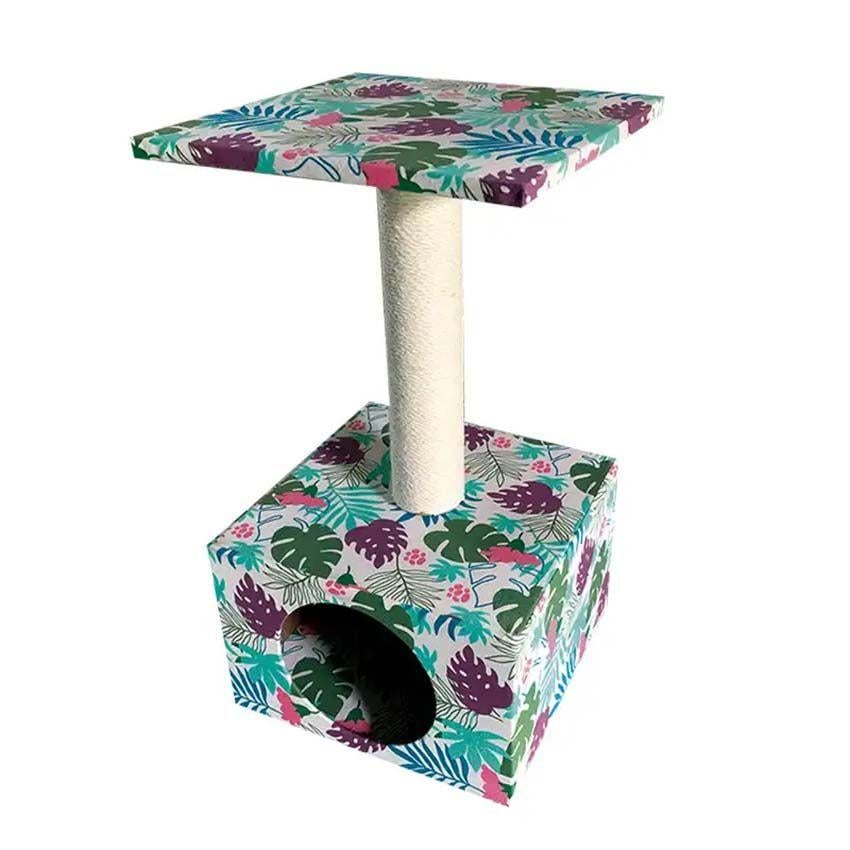 Когтеточка домик с полкой Croci Tropical Cave 30х30х55 см тропик