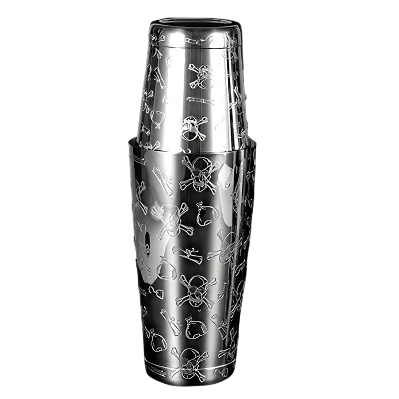 Барный шейкер с утяжелителем BarTrigger Tattoo Real quality Бостон 550/750 мл Серебряный (sh0112)