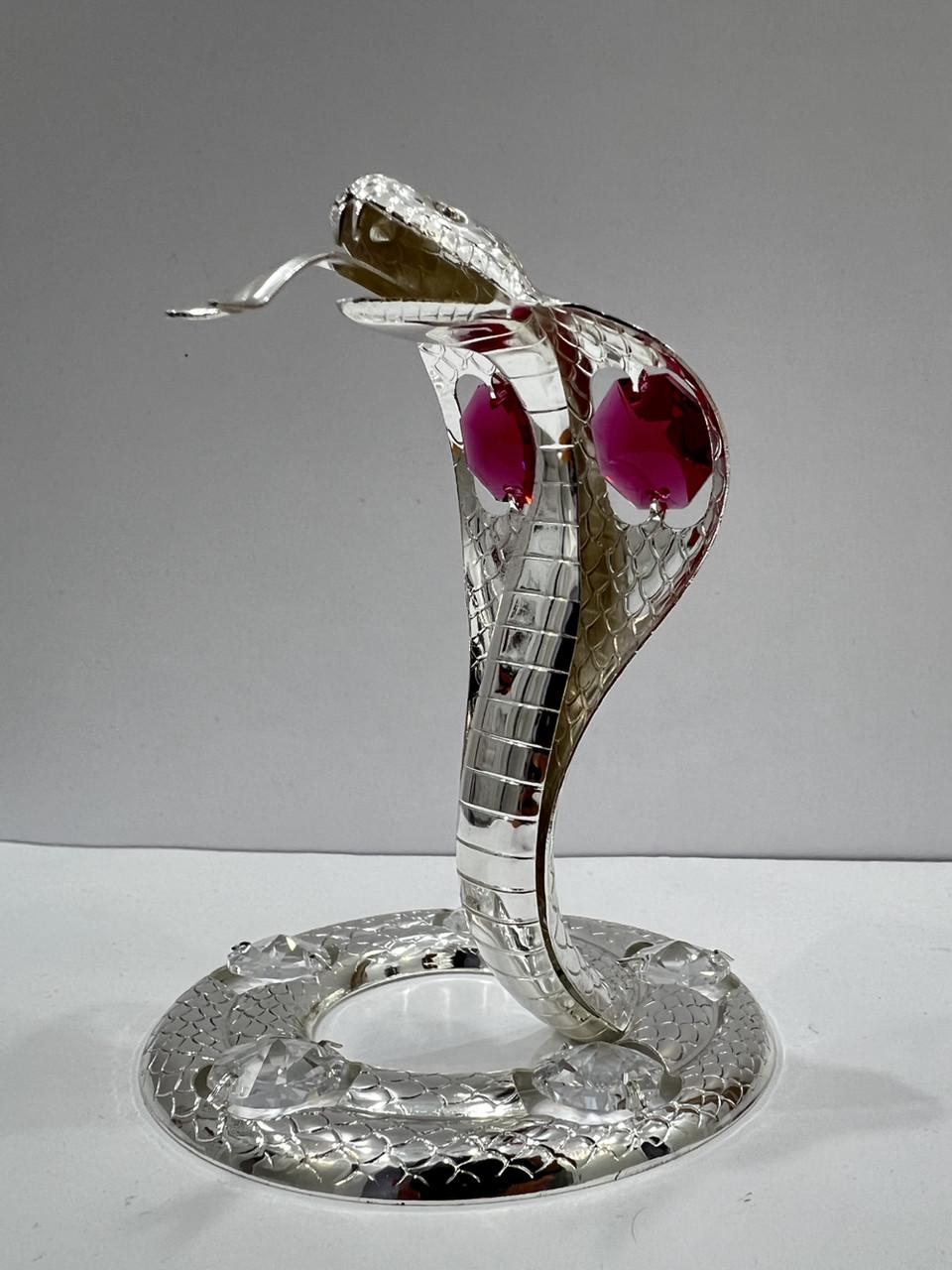 Фігурка Crystal Змія кобра 10х8 см 1602377 Срібний Червоний камінь (31466474)