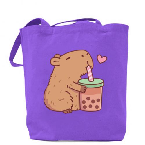 Шоппер Boba tea capybara Фиолетовый (14709231-15-188160)