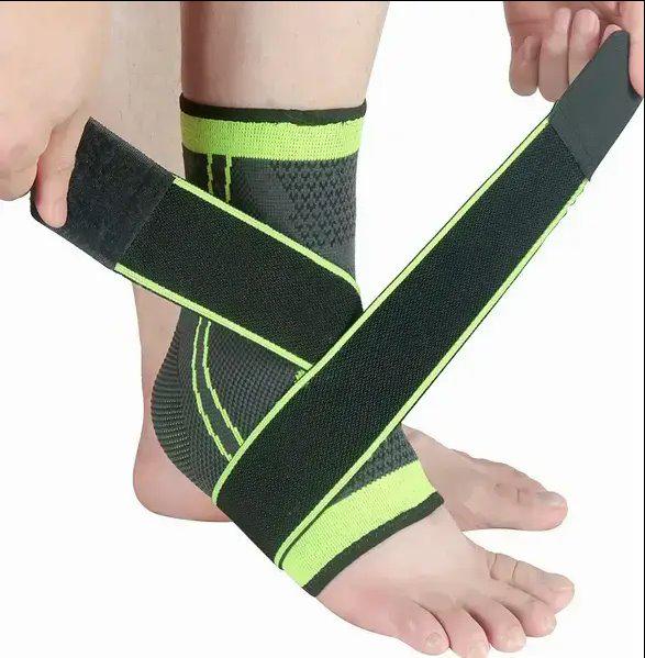Фиксатор для голеностопа Эластичный спортивный Tobillera De Compresion Черный/Зеленый - фото 2