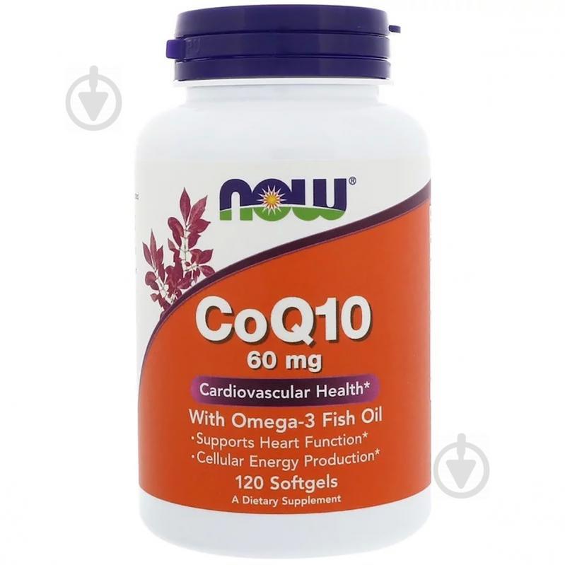 Коэнзим Q10 с Рыбьим Жиром, CoQ10 with Omega-3, Now Foods, 60 мг, 120 гелевых капсул