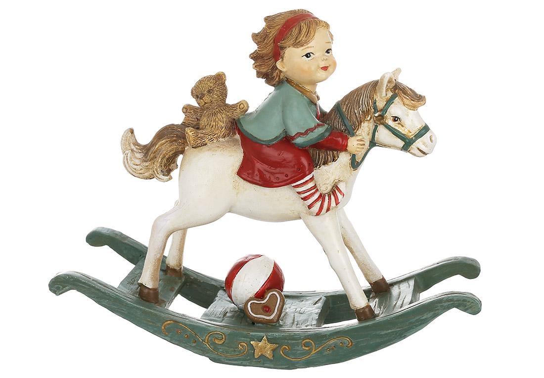 Декоративна фігурка BonaDi Дівчинка на конячці гойдалці 13 см (838-579)
