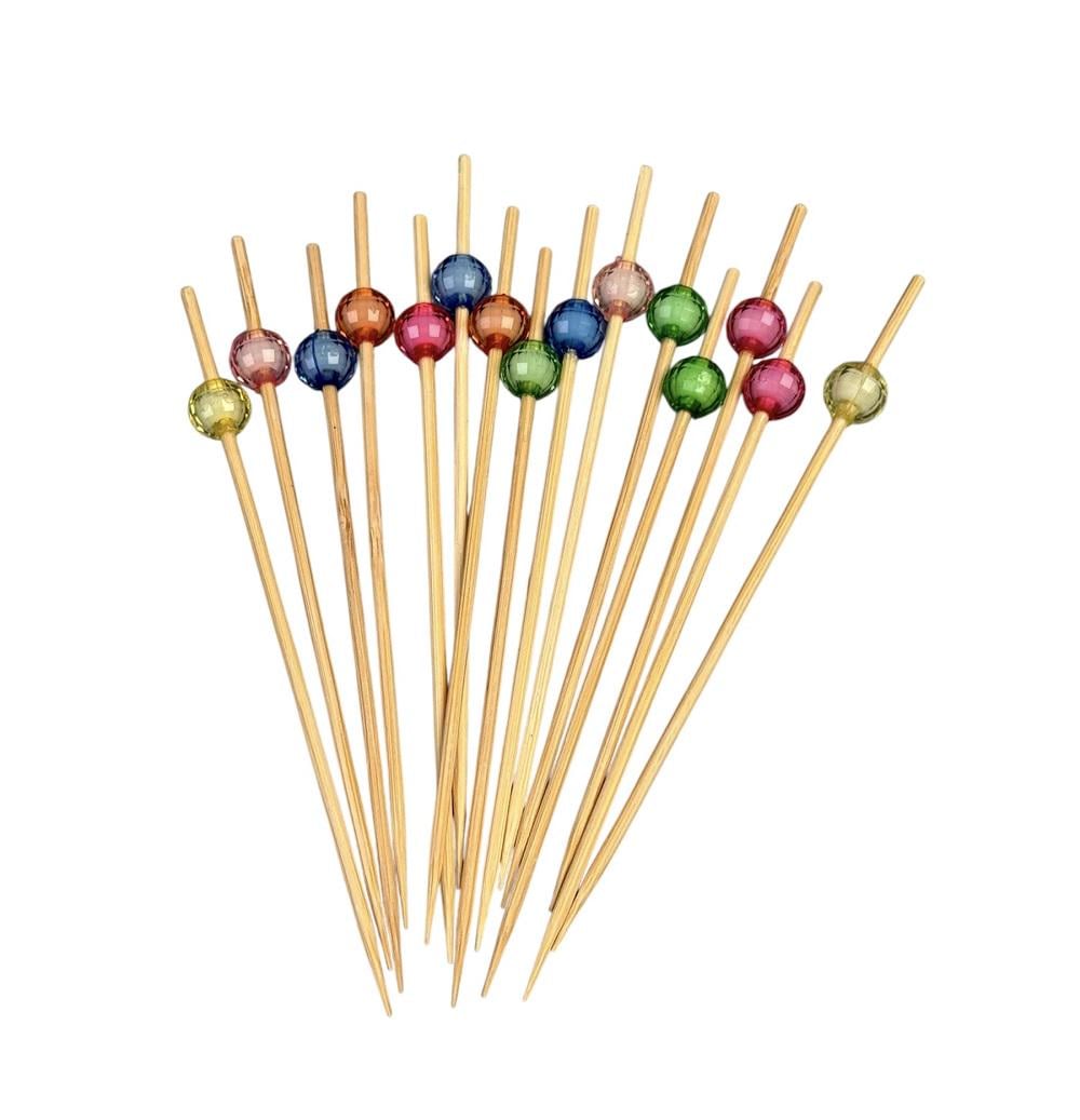 Набор шпажек бамбуковых One Chef с цветными бусинами 120 мм 100 шт. (33551104)