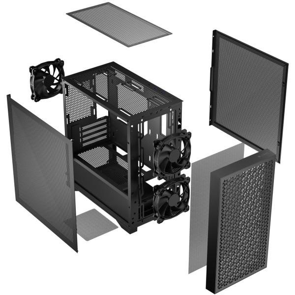 Корпус для компьютера LogicConcept DART PRO Mini-Tower mATX Mesh 3x120 мм Black (AM-DART-PRO-0000-10) - фото 5