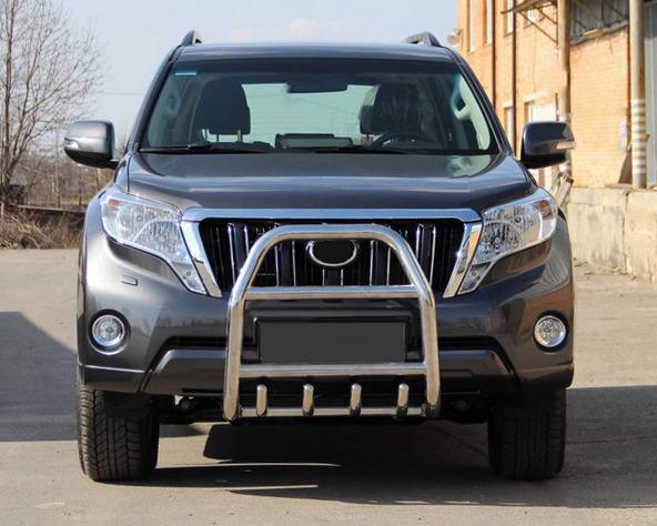 Кенгурятник QT007 CAN для Toyota Land Cruiser Prado 150 нержавеющая сталь Хром