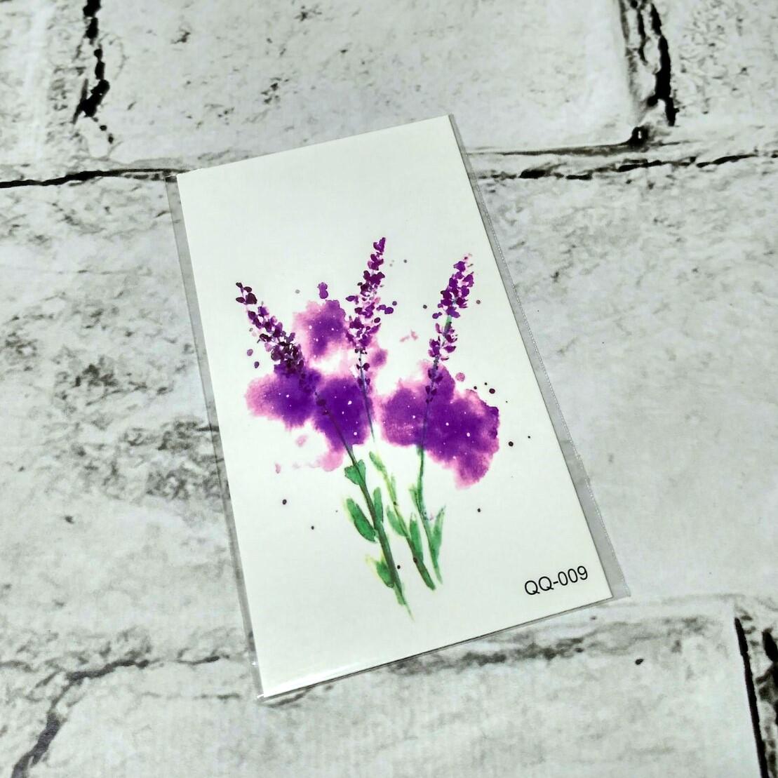 Тату временное Лаванда лист 6x10.5 см (K-009)