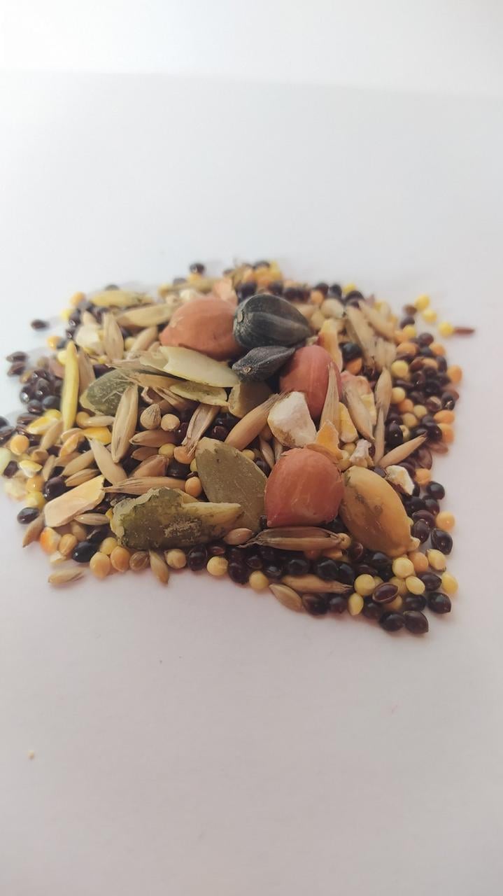 Корм для диких птахів різне насіння/журавлина/арахіс/овес/крупи та сушені яблука 1 кг