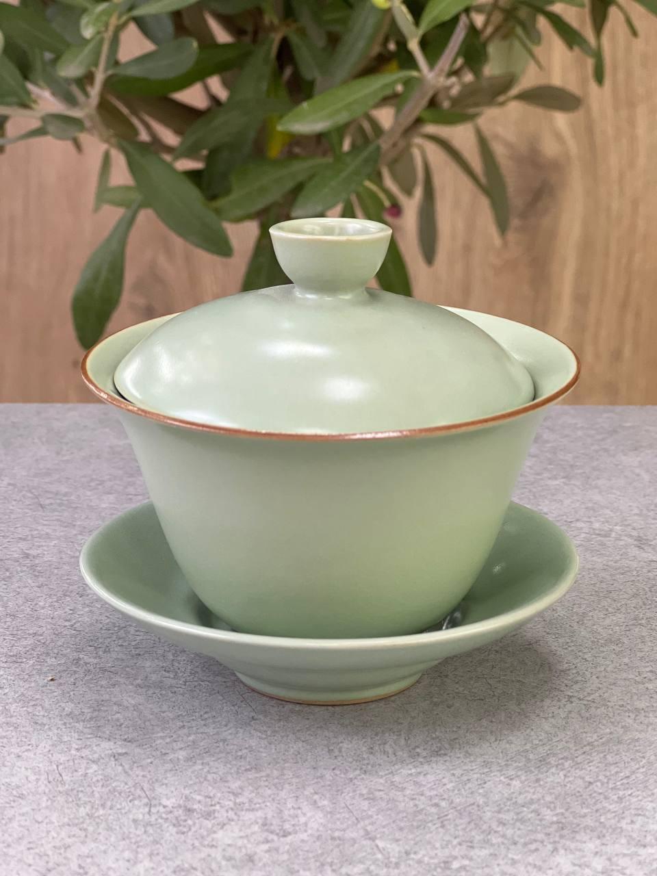 Гайвань фарфоровая для чайной церемонии 170 мл Зелено-голубой (OS-TC033-3) - фото 2