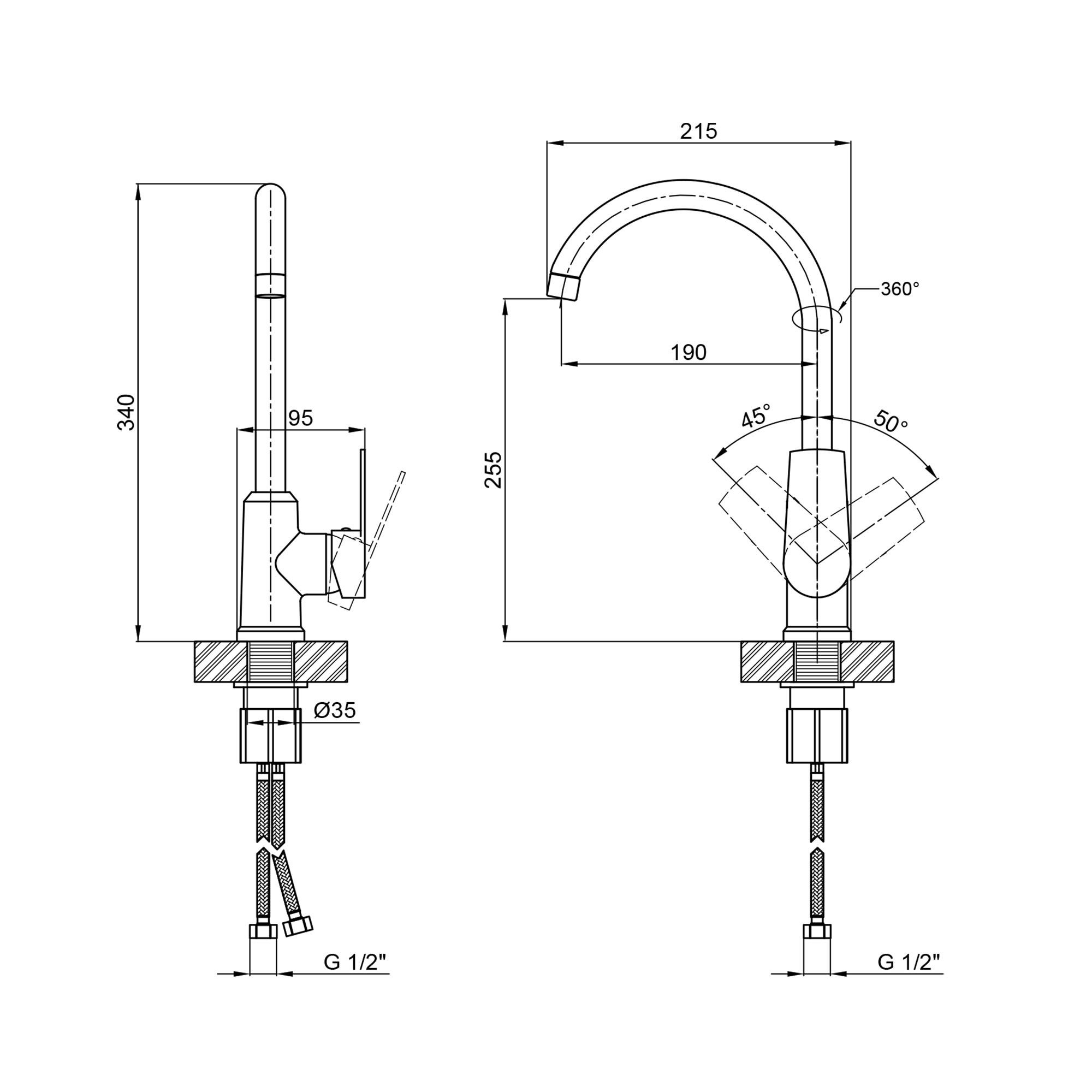 Змішувач для кухні Brinex 35C 20N (SD00050845) - фото 2