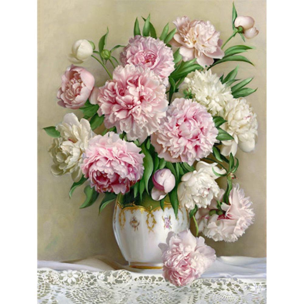 Алмазная вышивка мозаика Diy Раскошные пионы в вазе 30х40 см DZDP710