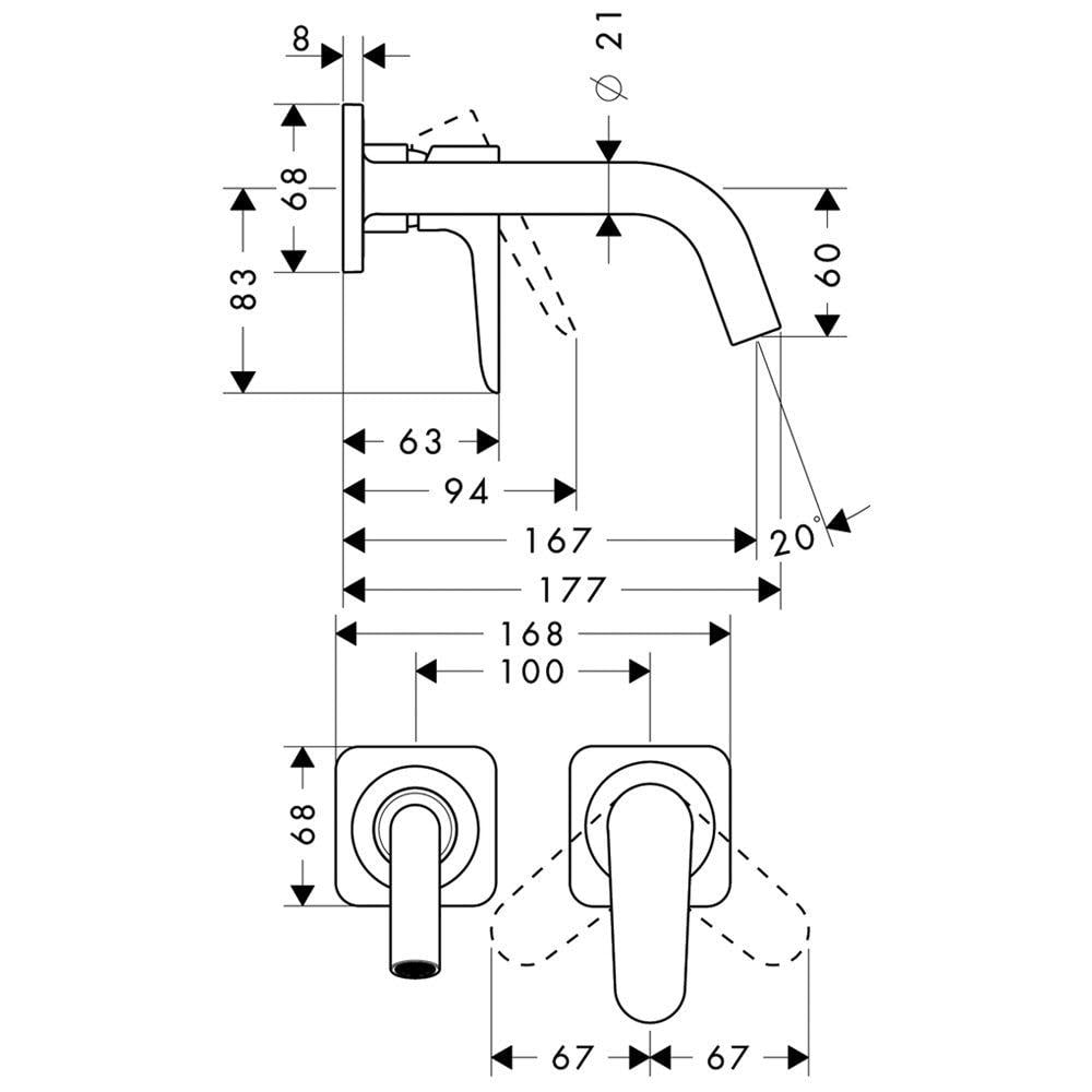 Часть внешняя смесителя Hansgrohe AXOR Citterio M 34113000 настенный однорычажный Хром (170744) - фото 2