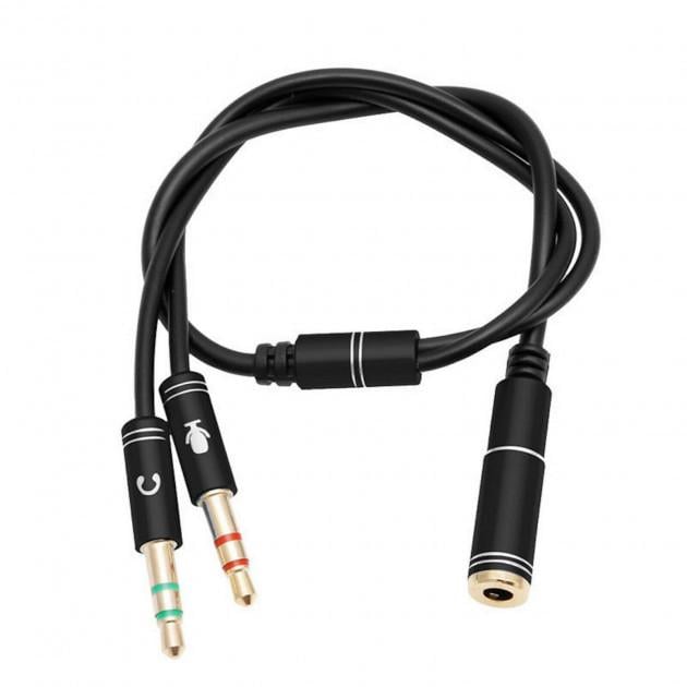 Перехідник SUNROZ Metal 3,5 мм F 4pin-2 штекери 3,5 мм 3 pin Black (A48316) Перехідник SUNROZ Metal 3,5 мм F 4pin-2 штекери 3,5 мм 3 pin Black (A48316)