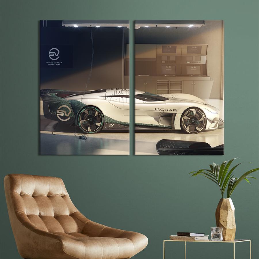 Картина на холсте Гоночный автомобиль Jaguar 165x122 см (1331-2)