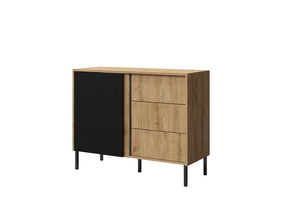Комод однодверный с ящиками Jurek MIA REG 5 из ЛДСП/МДФ Дуб вековой/Черный (60448) Комод однодверный с ящиками Jurek MIA REG 5 из ЛДСП/МДФ Дуб вековой/Черный (60448)