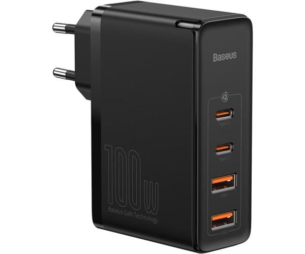 Пристрій зарядний мережевий Baseus GaN2 Quick Charger 2USB/2Type-C CCGAN2P-L01 100W Black